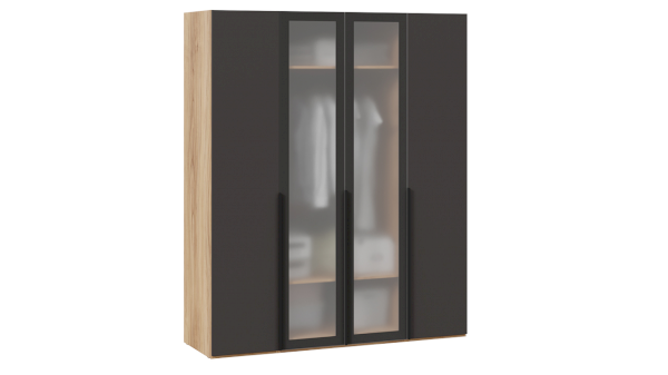 Шкаф для одежды 580 с 2 глухими и 2 стеклянными дверями Порто СМ-393.07.116 (ТриЯ)